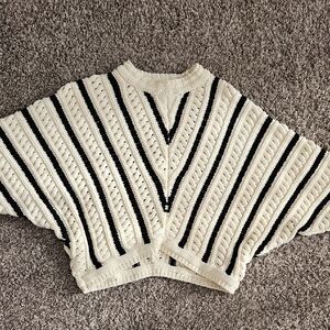 bishop + young Black and Cream Striped Sweater